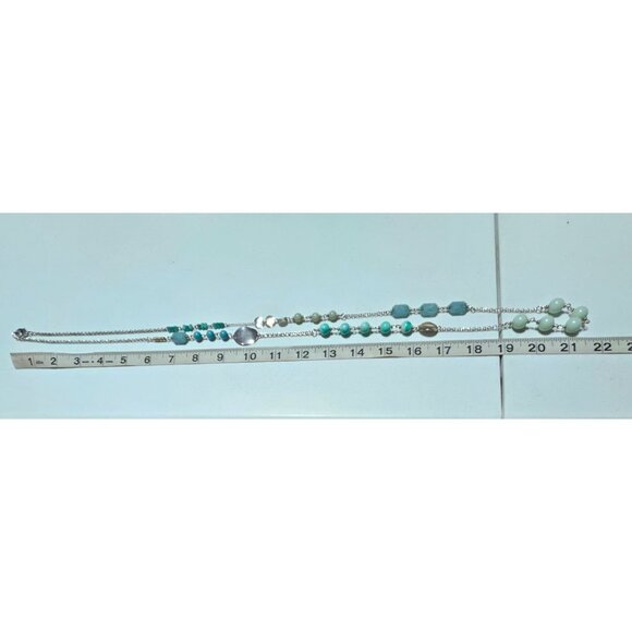 Elegant Multi Stone Beaded Necklace Aqua Accents Retro 50s 60s Fashion Jewelry - Picture 8 of 9